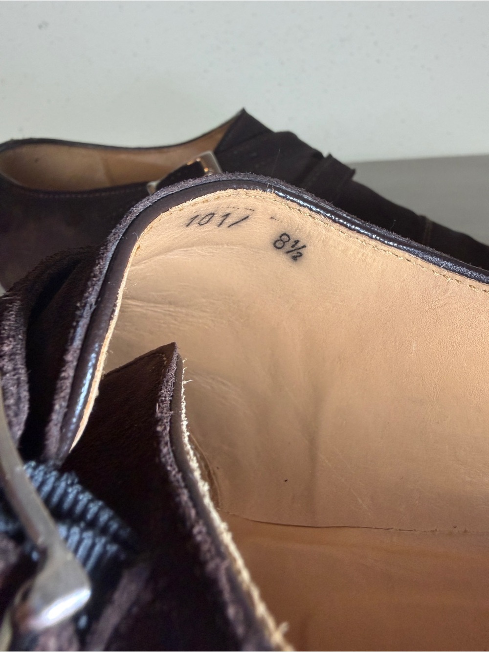 Paul Fredrick Brown Suede Double Monk Strap Shoes Men’s Size 8.5 Made In Italy - Picture 13 of 13